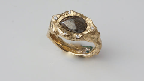 Gold Lava and Diamond Ring