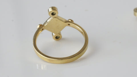 American Mined Turquoise and 18kt. Yellow Gold Ring with Sapphires