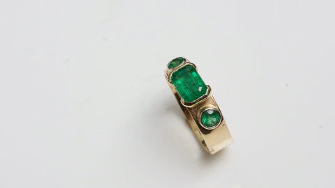 Triple Emerald 14kt Gold Ring