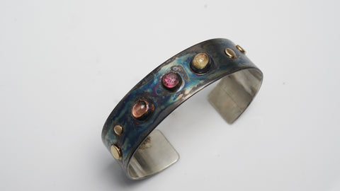Shades of Tourmaline Silver Cuff