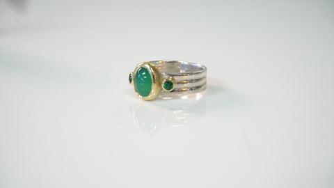 Emerald Mixed Metal Ring