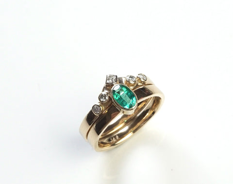 Emerald and Diamond engagement ring