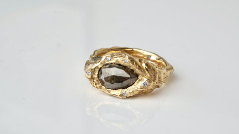 Gold Lava and Diamond Ring