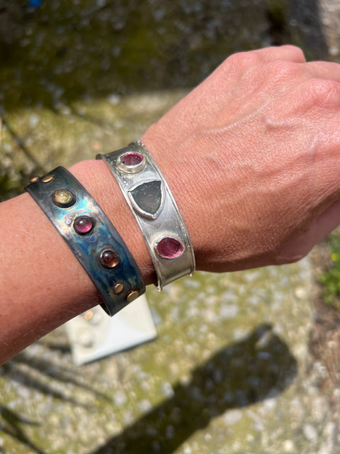 Shades of Tourmaline Silver Cuff