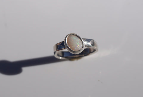 Opal Band Rings | Palladium Silver Glacier Ring | Walker Jewelry | handcrafted Nashville | Nashville jewelry designer