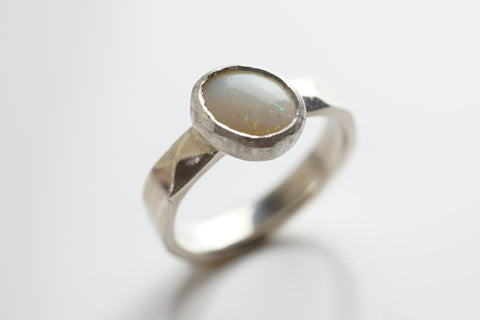 Opal Band Rings | Palladium Silver Glacier Ring | Walker Jewelry