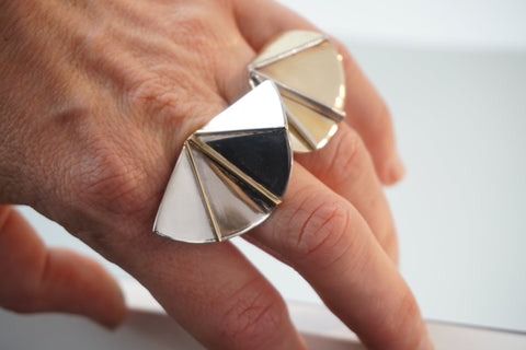 Fan Brass Finger Ring | Silver Fan Ring | Walker Jewelry