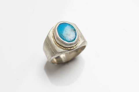 Custom Engagement Ring | Turquoise Stone Ring | Walker Jewelry|Honky Tonk Nashville Engagement Ring| | Loretta Lynn Ring |Walker Jewelry | Handcrafted Jewelry Nashville | Nashville Handmade Jewelry | Nashville designer | Turquoise and gold ring |Honky Tonk Ring | Men's Turquoise Ring