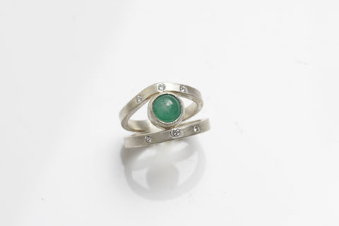 Diamond Cocktail Rings | Emerald Silver Ring | Walker Jewelry Handmade Jewelry Nashville | Silver | Walker Jewelry
