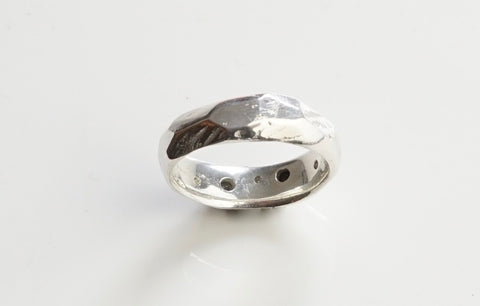 Raw Diamond Silver Wedding Band