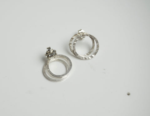 Textured Silver Circle Earrings.