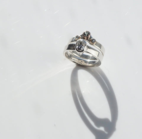 Budget friendly moissanite engagement set made from Palladium. 