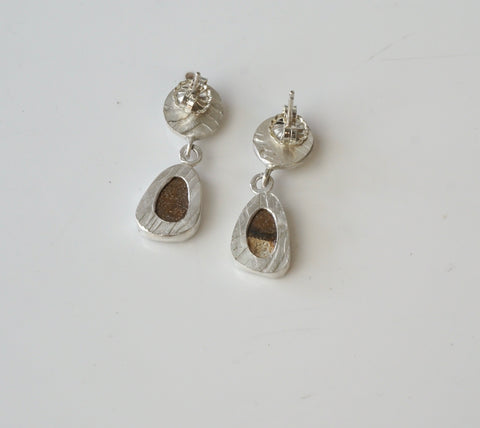 Boulder Opal and Sapphire Earrings