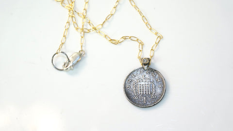 One Penny Silver Coin Necklace