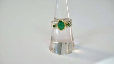 Emerald Mixed Metal Ring