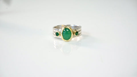 Emerald Mixed Metal Ring