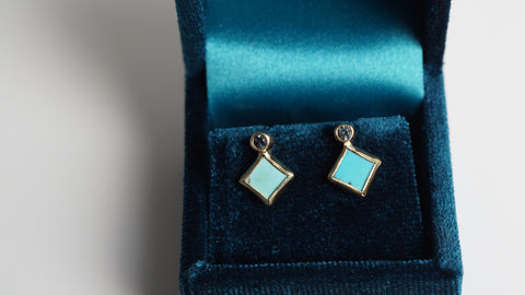Turquoise and Sapphire Earrings