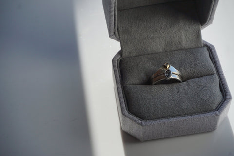 Grey Mirror Ring Set | Palladium Silver Mirror Ring | Walker Jewelry