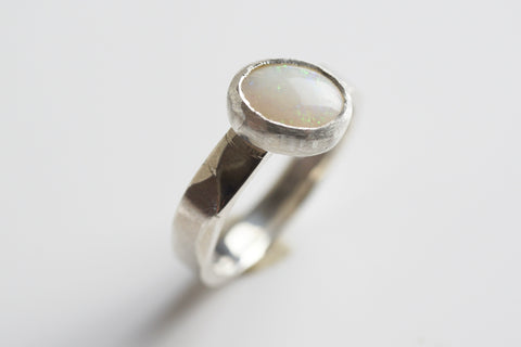 Opal Band Rings | Palladium Silver Glacier Ring | Walker Jewelry