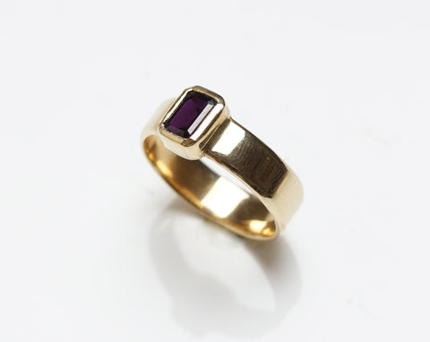 Garnet Gold Ring | Modern Garnet Ring | Walker Jewelry | men's pinky ring