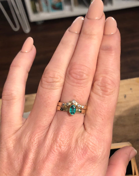 Emerald Gold Ring | Oval Cut Diamond Ring | Walker Jewelry