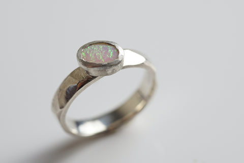 Silver Opal Ring | Glacial Opal Ring | Walker Jewelry