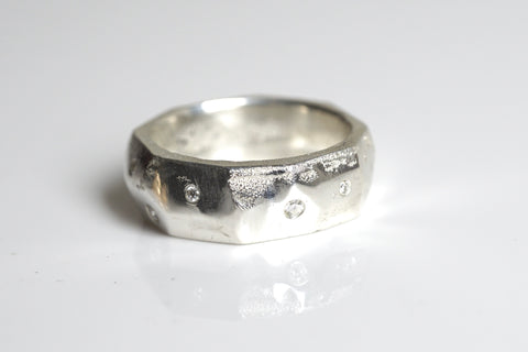 Glacier Diamond Rings | Glacier Weeding Ring | Walker Jewelry| Unique Men's Wedding Band | Silver diamond wedding ring | organic wedding ring | nature ring